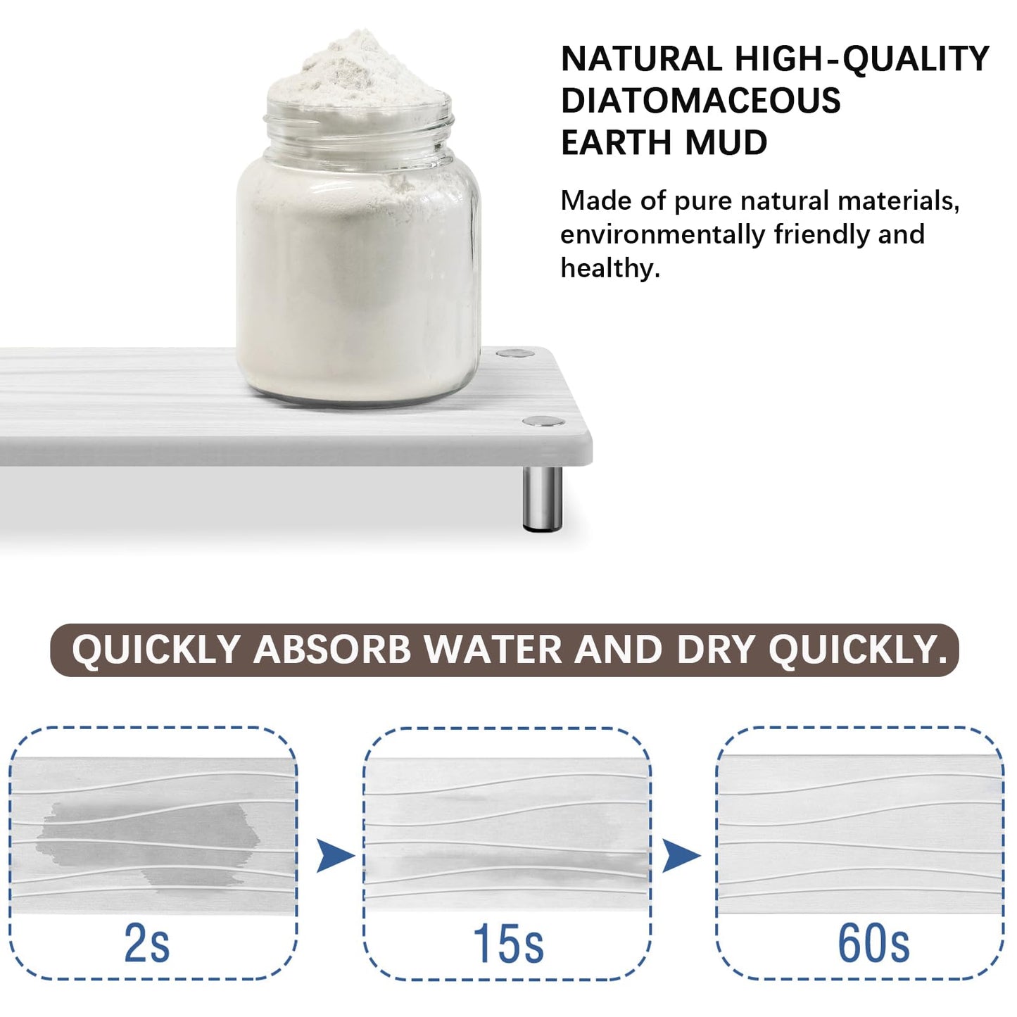 Quick Dry Sink Caddy Kitchen Sink Organizer, Water Absorbing Stone Tray for Sink, Stone Drying Tray, Diatomite Faucet Mat & Protector, Dispenser Sponge Holder, Stone Soap Tray for Bathroom Counter