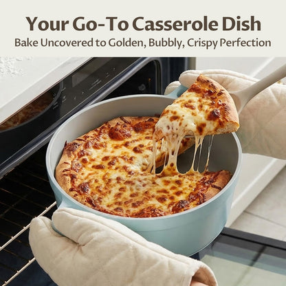 5.7 Quart Nonstick Stock Pot with Lid, BEZIA Ceramic Soup Pot for Family Cooking, Induction Cooking Pot with Smart-Vent Braising, Easy Cleanup, Perfect for Side Dishes, Daily Meals & Camping