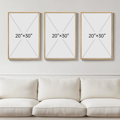 Framed Boho Sage Green Wall Art for Living Room, Large Mid Century Modern Tropical Leaf Canvas Artwork for Walls, 3 Piece Beige Orange Bohemian Wall Art Prints for Bedroom Kitchen Hallway, 16x24 Inch
