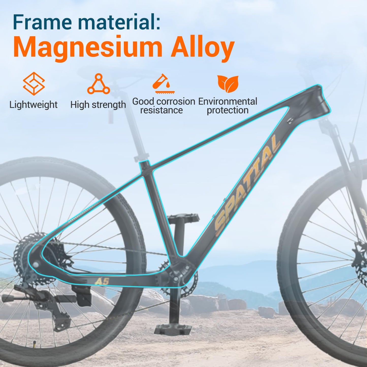 SPATIAL Mountain Bike/Fat Tire, 24/26/27.5/29 Inch Outdoor Cycling Bike, 8/21 Speed Lightweight Aluminum Frame | Dual Disc Brakes, Adjustable Ergonomic Seat for Adult Teens (Black, 27.5'')