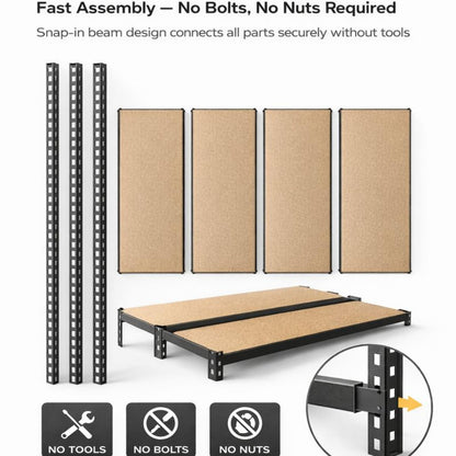PRO&Family Heavy Duty Shelving Unit - Industrial Garage Storage Rack Z- Beam Storage Shelf Shelf Organizer Metal Wood Storage Shelves System (24"x 60"x 84", 4)