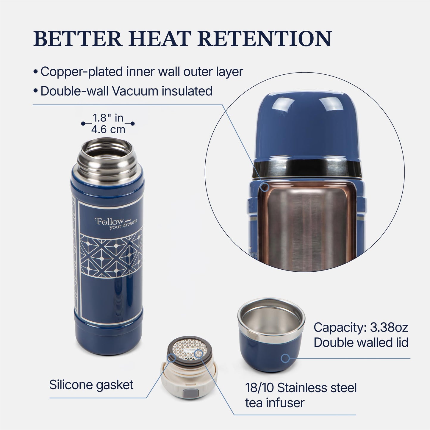 Rainbow Original 20 oz Tumbler, Stainless Steel Insulated Bottles, Insulated Coffee Mug, Travel Coffee Mug, Ideal for Sports, Outdoors, Camping, Travel and Everyday Use (MiG-Blue)