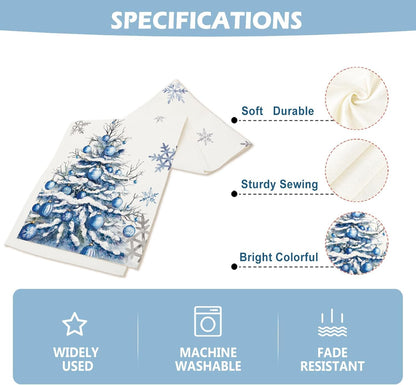 13x90 Inch Winter Trees Ball Table Runner Frosty Roses Burlap Table Runners, Christmas Xmas Seasonal Coffee Table