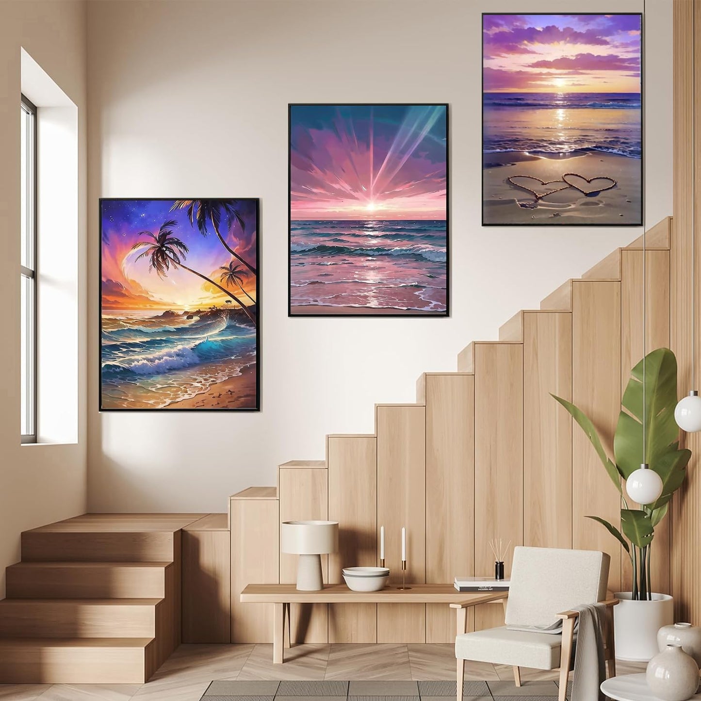 DOTSOPS Diamond Painting Kits Art Adults Painting Kit Crafts DIY 5D Diamond Art Packs Kits Full for Adults Beginner Home Wall Decoration Gift 11.8x15.7 Inches (6 Pack Beach)