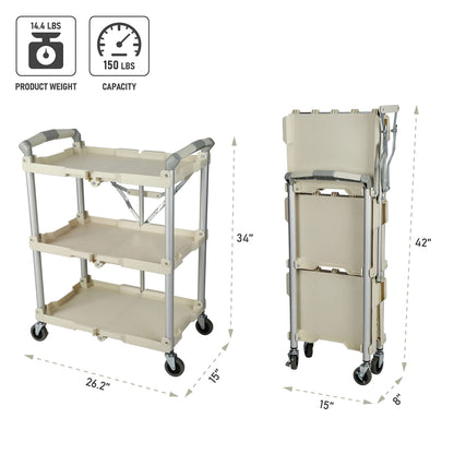Olympia Tools 89-351 Pack-N-Roll Folding Collapsible Service Cart, 150LB Capacity, White