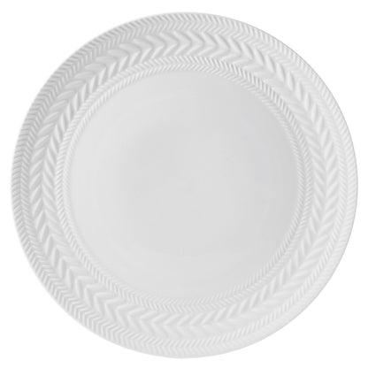 Pfaltzgraff Josephine 24-Piece Dinnerware Set, Porcelain Dish Set with Embossed Basket Weave Design, Service for 8, White Plates and Bowls Sets, Microwave and Dishwasher Safe