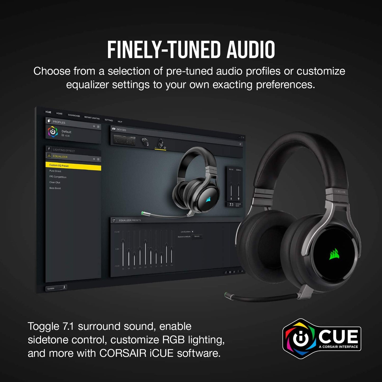 Corsair Virtuoso RGB Wireless Gaming Headset - High-Fidelity 7.1 Surround Sound w/Broadcast Quality Microphone - Memory Foam Earcups - 20 Hour Battery Life - Works with PC, PS5, PS4 – Carbon, Premium