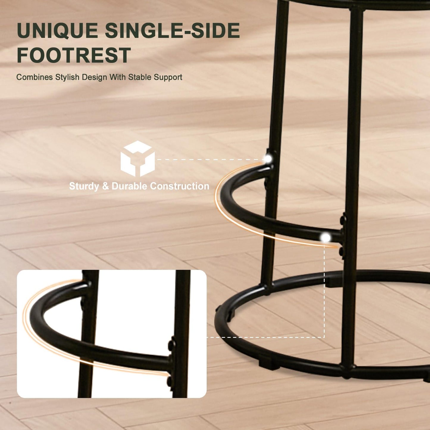 SAECKBERG Swivel Counter Height Bar Stools Set of 3, 26" H Modern Bar Height Stools for Kitchen Island, Upholstered Barstools with Backs, Brown Counter Stools Chairs, Faux Leather