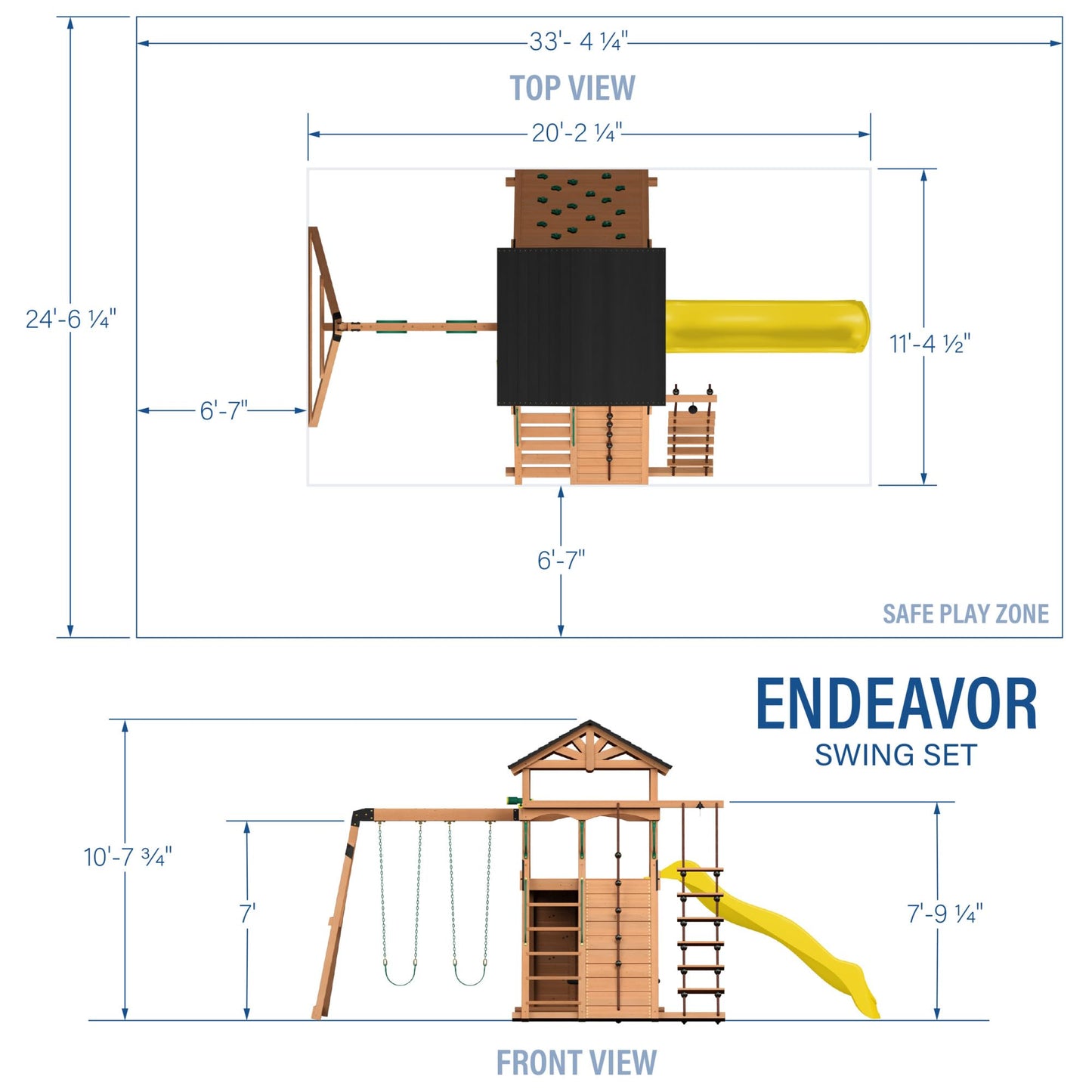 Backyard Discovery Endeavor Cedar Wood Swing Set with Wave Slide, Play Deck, Double Rock Wall, Rope Ladder, Climbing Wall, Belt Swings, 40-Inch Web Swing, Step Ladder, Toy Telescope, Outdoor Playset