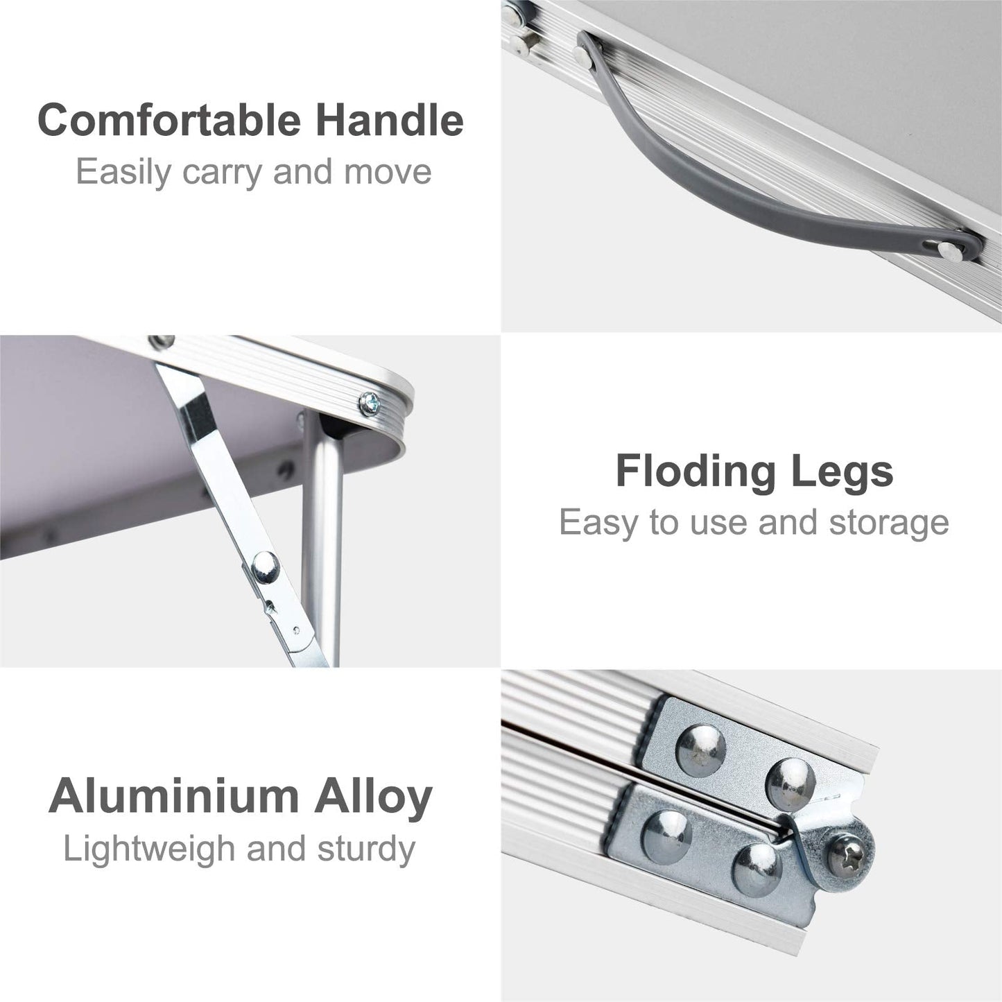 RAINBEAN Foldable Laptop Table for Bed Lightweight Breakfast Bed Tray Portable Mini Picnic Storage Space Standing Holder, Folding Leg Desk Notebook Lap Table for Kids Reading -Silver