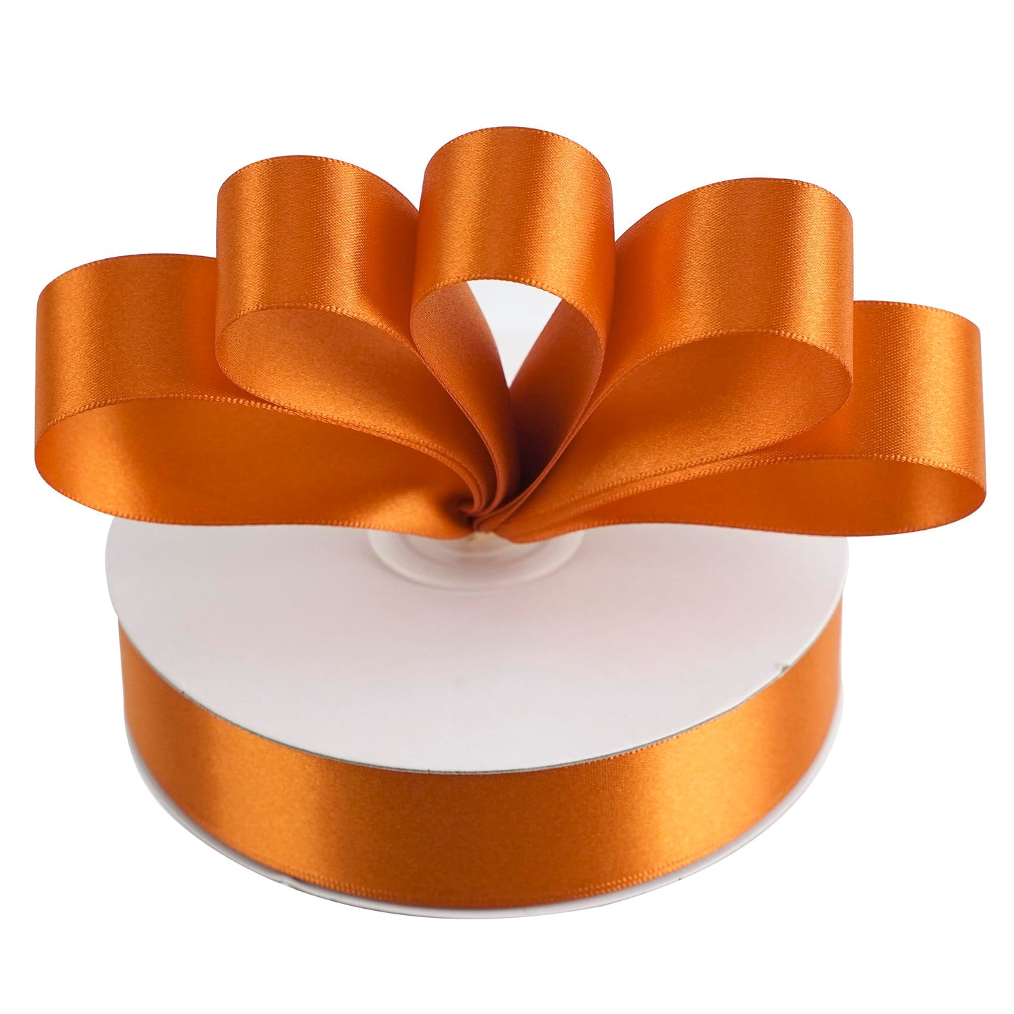 MEEDEE Orange 1 Inch Ribbon Orange Satin Ribbon Lux Double Faced Satin Ribbons by 50 Yards Polyester Wrapping Ribbons for Crafts, Wedding, Flower Bouquet, Holiday Decorating