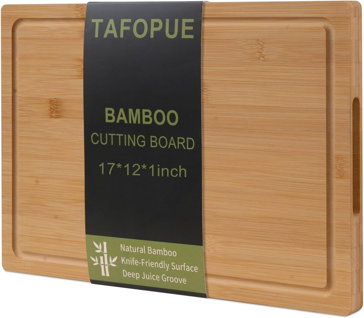 17x12x1 Inch Bamboo Cutting Board for Kitchen, Thickened Chopping Board with Juice Groove & Handles, Large Double Sided