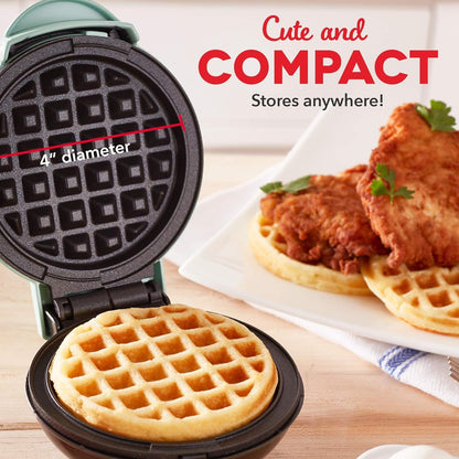 Mini Maker for Individual Waffles, Hash Browns, Keto Chaffles, Easy to Clean Non-Stick Surfaces, 4 Inch