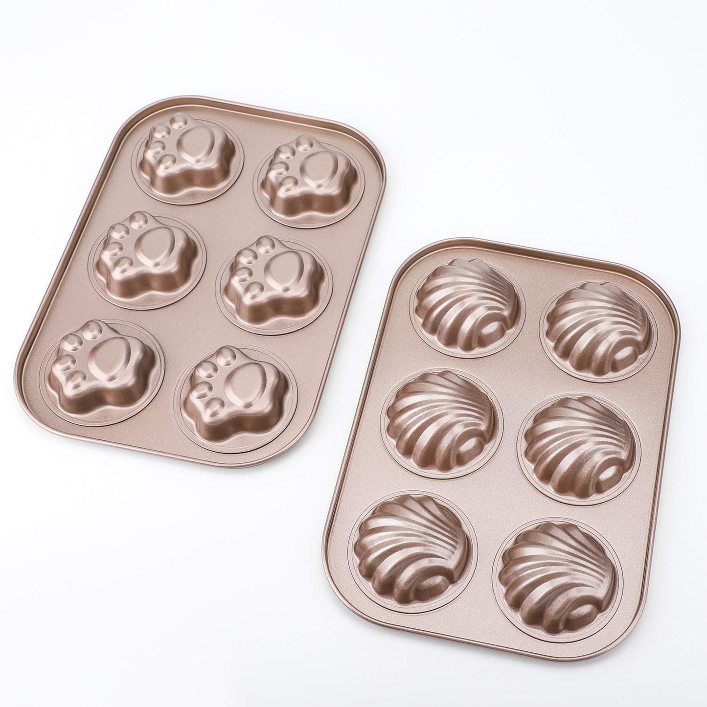 Beasea 3 Pack Madeleine Pans, 10x7 Inch Nonstick Cat Shaped Cake Cookies Pan for Baking
