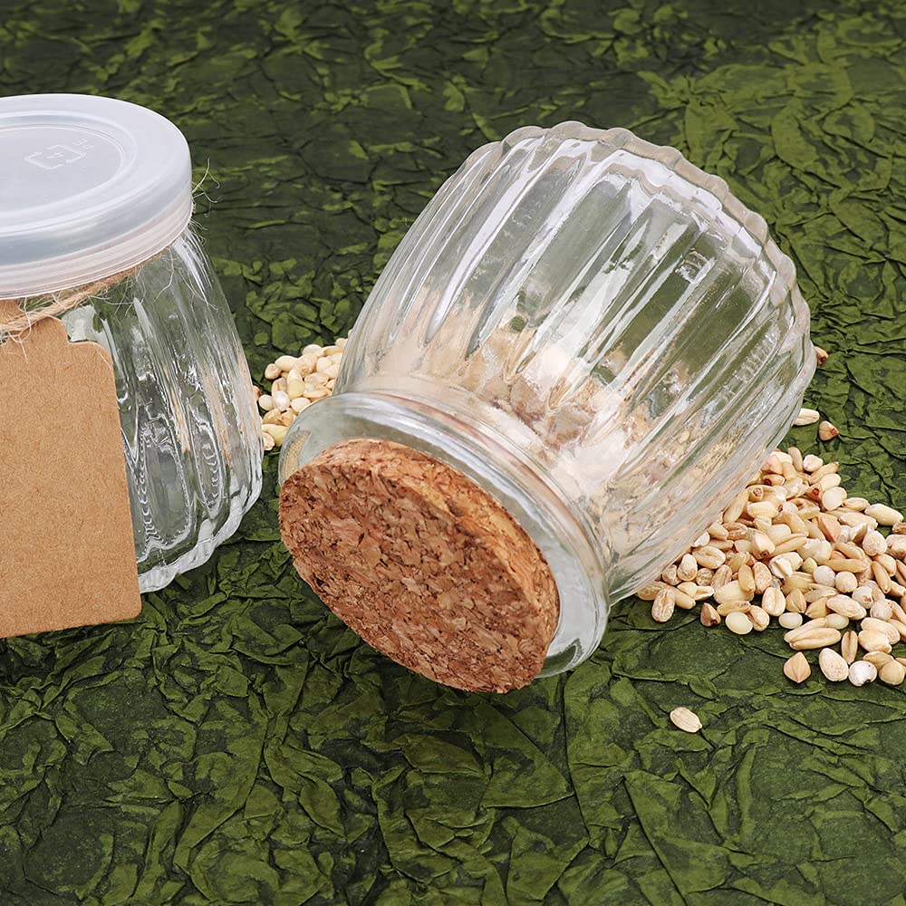 4oz Glass Jars with PE Lids and Cork Lids, 24 Pack Mini Pudding Jars Yogurt Jars Containers for Spice, Jam, honey, Mousse, Wedding, Shower Favors, DIY and Art