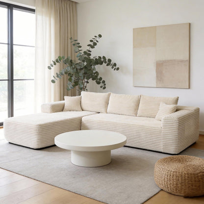 EVLIQUIL L-Shaped Modular Sectional Sofa 103.5" Beige - No Assembly Couch for Living Room, High Resilience Sponge & Spring Support