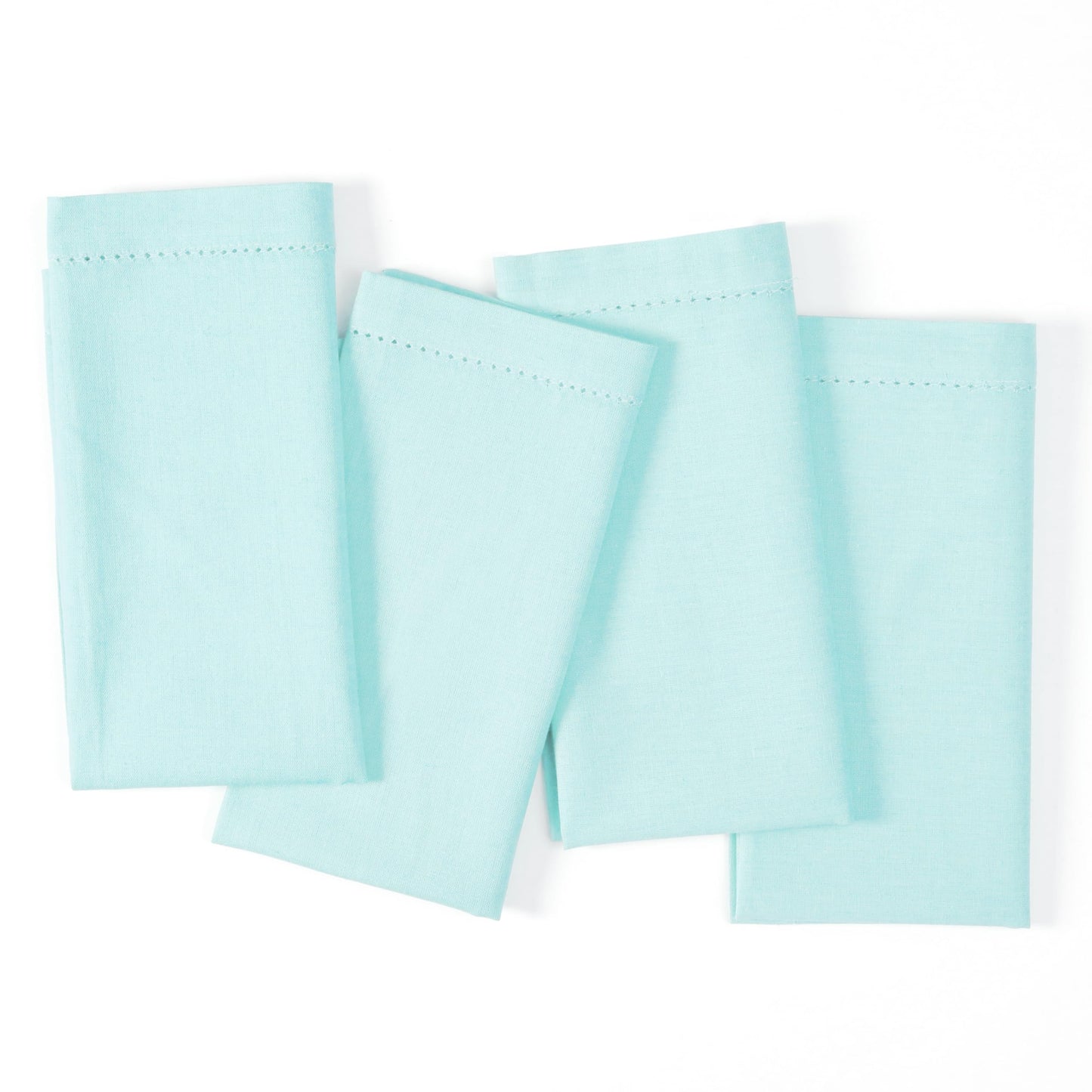 Ramanta Home Baby Blue Cloth Dinner Napkin Set of 12-18x18 Inch, Easter Premium Cotton Linen Flax Hemstitched Napkins for Spring Decor Wedding, Party, Kitchen | Soft Durable Washable for Everyday Use