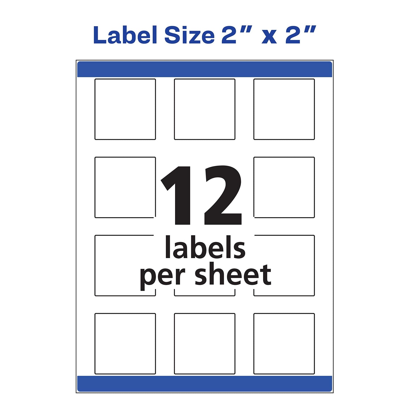 Avery Printable Square Labels, 2" x 2", Matte White, Laser & Inkjet Compatible, 300 Blank Labels Total, Great for Branding, Packaging, Events, and More (22806)