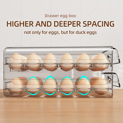 MSHOMELY 60 Egg Holder for Fridge, Egg Container for Refrigerator, Stackable Egg Storage Container, Egg Fresh Storage Box for Fridge, 2Layers Egg Tray, Clear Egg Organizer, BPA Free