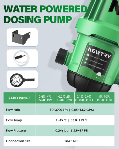 NEWTRY 0.2%~2% Fertilizer Injector w/ 10pcs Springs