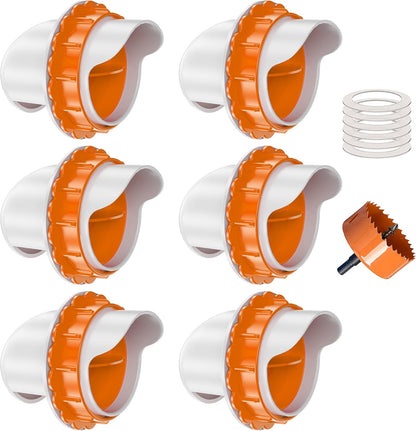 6 ZenxyHoC DIY Chicken Feeders No Waste, Ports Poultry Feeder with Hole Saw for Buckets Troughs Orange