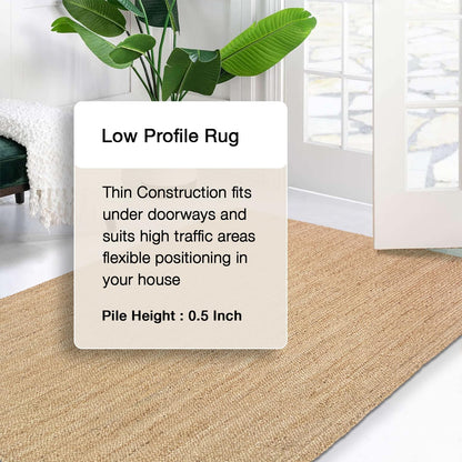 '-18x30 Inch Chardin home Hand Woven Natural Jute Braided Rug Oval | Vintage Boho Reversible Doormat for Entryway, Front