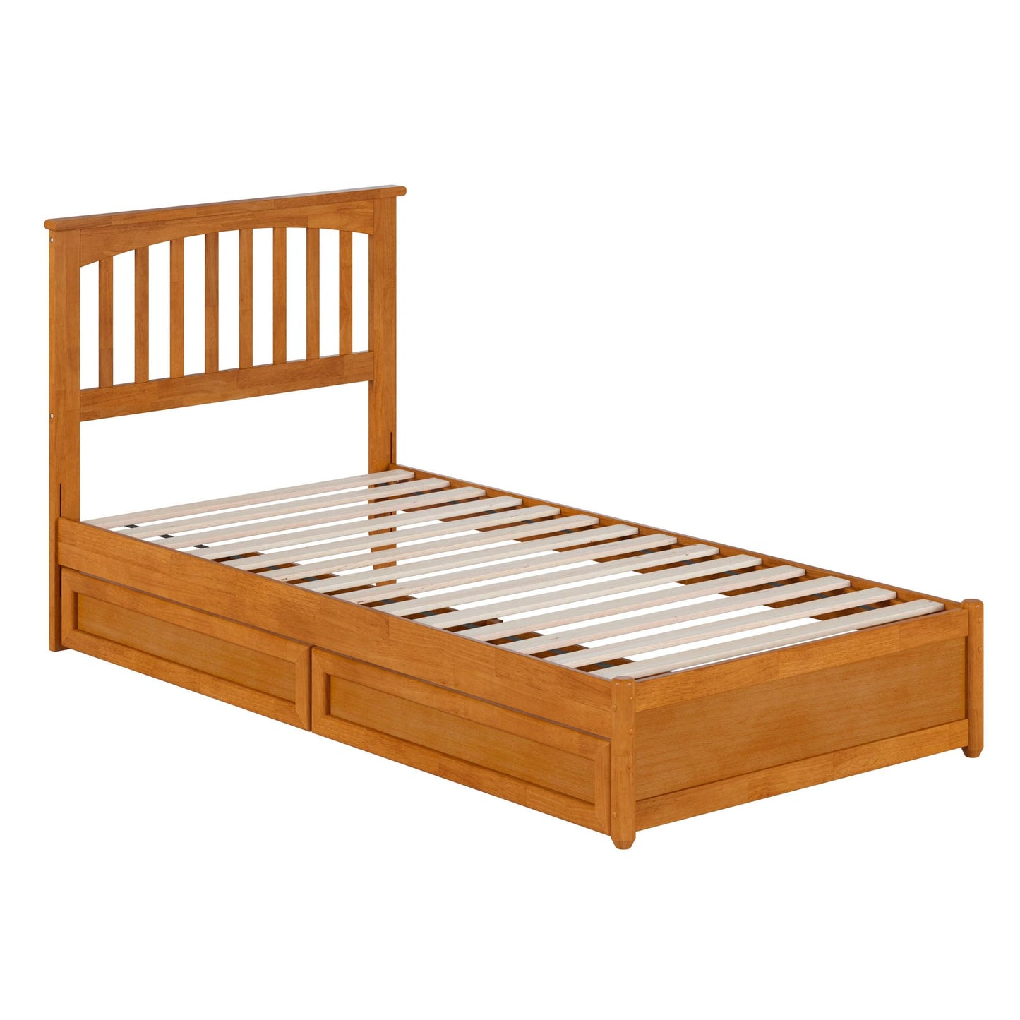AFI, Everett Twin XL Platform Bed with Panel Footboard & Storage Drawers, Light Toffee