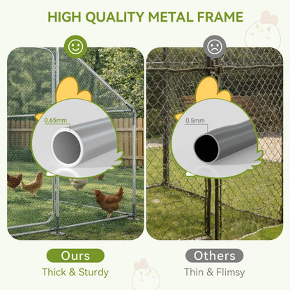 COMHOMA 19.7×10×6.6FT Large Metal Chicken Coop,Galvanized Steel Walk-in Chicken Run with Waterproof Roof & Lockable Door,Outdoor Poultry Cage for Hens,Ducks,Rabbits