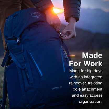 Osprey Kestrel 58L Men's Backpacking Backpack - Hiking & Camping Bag with Waterproof Raincover, Olive Tan, Large/X-Large