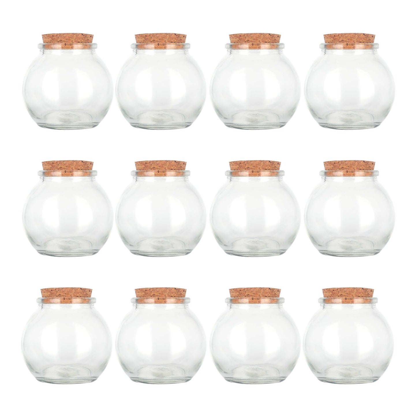 Magic Season Decorative Glass Bottles with Cork Stoppers (3.3 fl oz. Spherical Bottles / 12 Pcs)