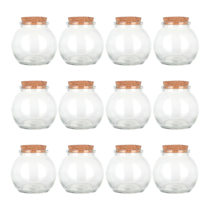 Magic Season Decorative Glass Bottles with Cork Stoppers (3.3 fl oz. Spherical Bottles / 12 Pcs)