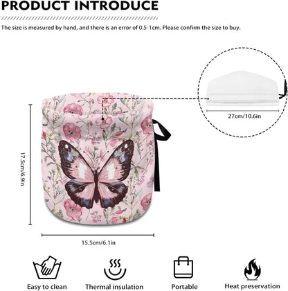 Gradient Butterfly Breakfast Kettle Cover, Pink Insulated Bag for Teapot, Easy to Clean, Perfect for Afternoon Tea