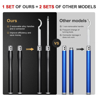 Lathe Tools,Wood Lathe Tools with Removable Handle, 【Latest Upgraded】Turning Tool with Adjustable Connector including Swan Neck Hollower, Rougher, Finisher(Alloy Tool Set) Black