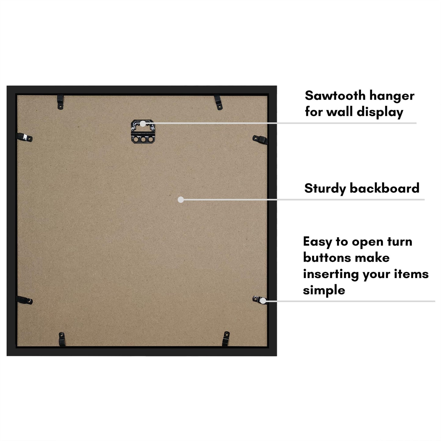 Americanflat 12x12 Shadow Box Frame with Shatter-Resistant Glass - Use as 10x10 Frame with Mat or 12x12 Without Mat - Silhouette Collection - Black with Soft Felt Back