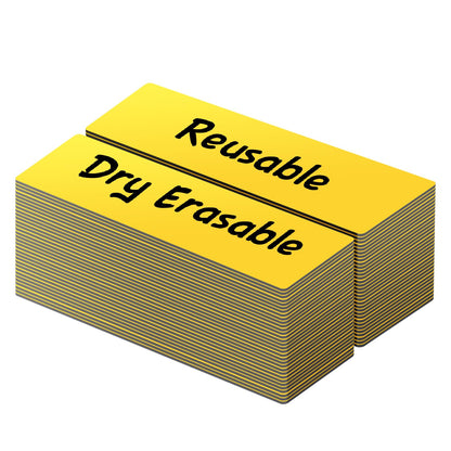 LLPT Dry Erase Magnetic Labels 0.5" x 2" 50 Packs Blank Writable Magnet Stickers Reusable for Refrigerator Shelf Whiteboard Toolbox Craft and Other Metallic Surfaces Yellow (DML0520YW)
