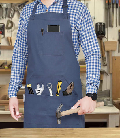 RUVANTI Aprons for Men, Women with Pockets Cotton Enrich Durable Large XXL size for Kitchen, Workshop, BBQ, Chef Apron