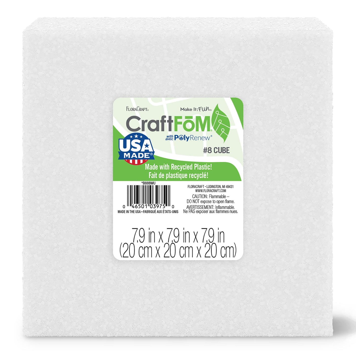 FloraCraft CraftFōM Cube 7.9 Inch x 7.9 Inch x 7.9 Inch White