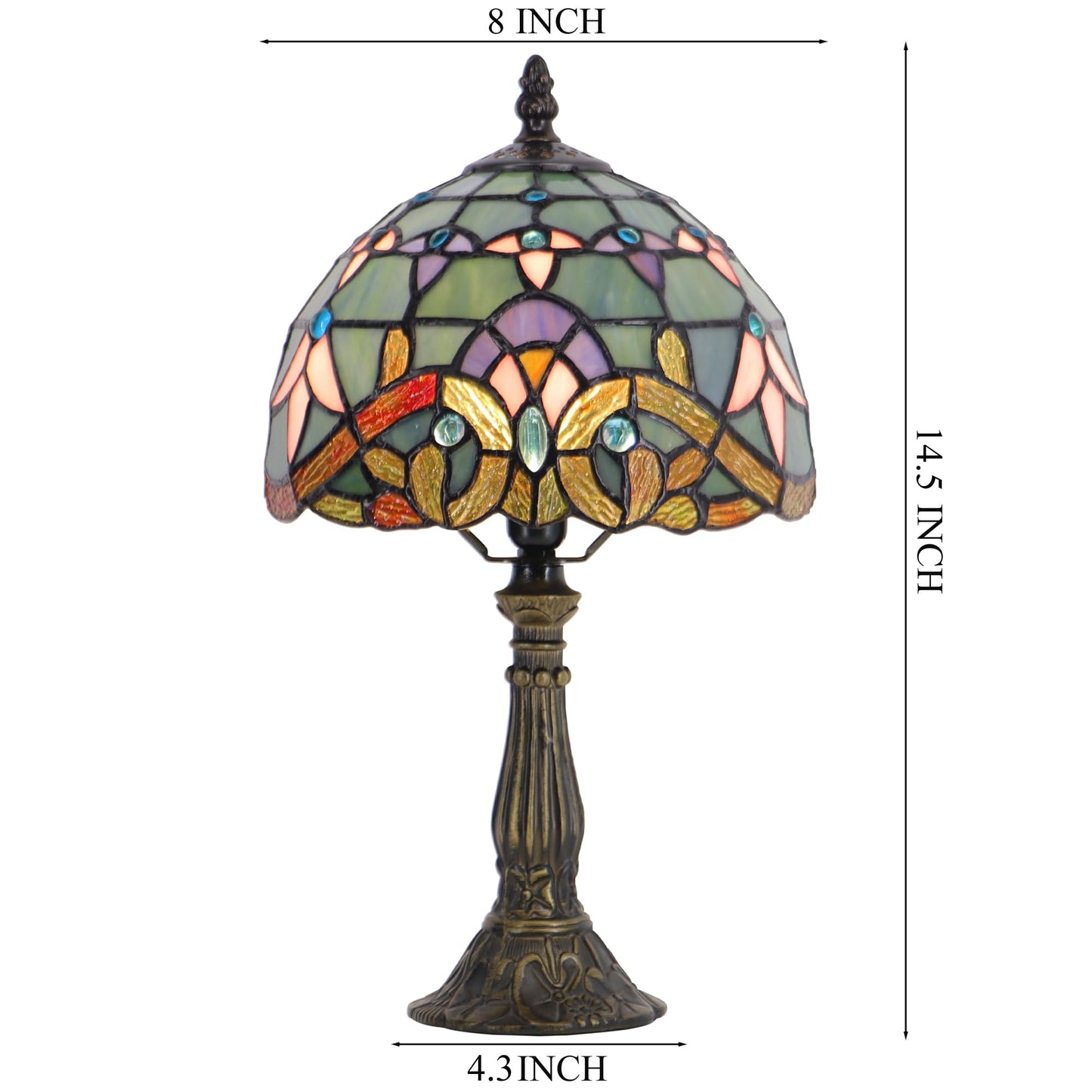HZYFFYU Small Stained Glass Table Lamp Mini Stained Glass Lamp Memory Sympathy Desk Reading Light 8X14 Inch (Baroque Style)
