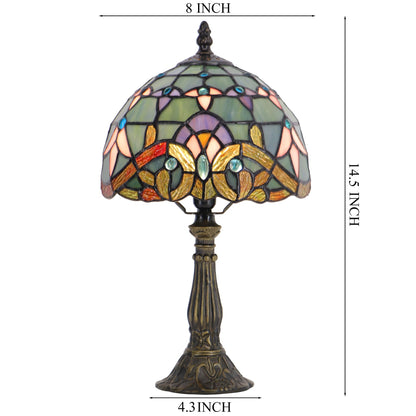 HZYFFYU Small Stained Glass Table Lamp Mini Stained Glass Lamp Memory Sympathy Desk Reading Light 8X14 Inch (Baroque Style)