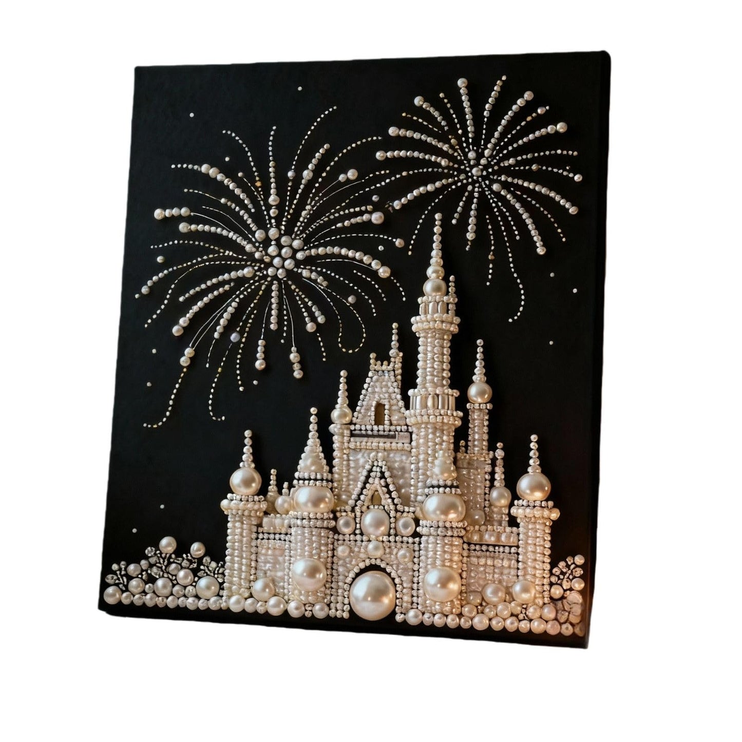 DIY Castle Pearl Painting Kit – Creative Handmade Christmas Tree Wall Art, Elegant Beaded Craft Gift for Girlfriend, Friends, and Holiday Home Decoration (White Building)