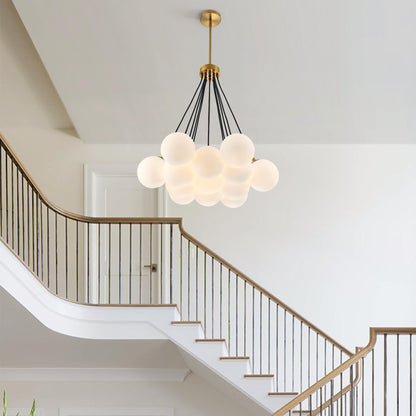 13-Light Bubble Chandelier, Modern Sputnik Glass Chandelier, Milk Glass & Globe Pendant Light, Elegant Bubble Hanging Island Lighting for Bedroom, Living Room, Dining Room & Kitchen Island Over Table