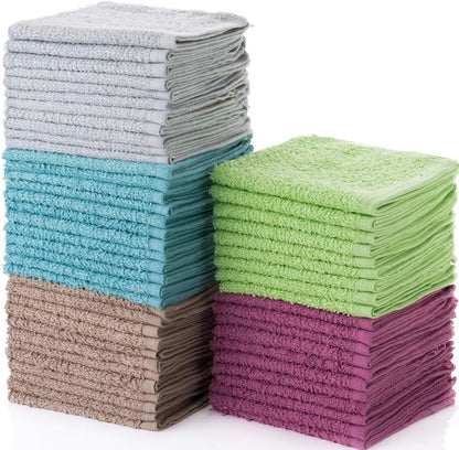 12"x12" (50 Pack) Commercial Simpli-Magic Cotton Wash Cloths Highly Absorbent Soft Towels for Bathroom Terry Washcloth