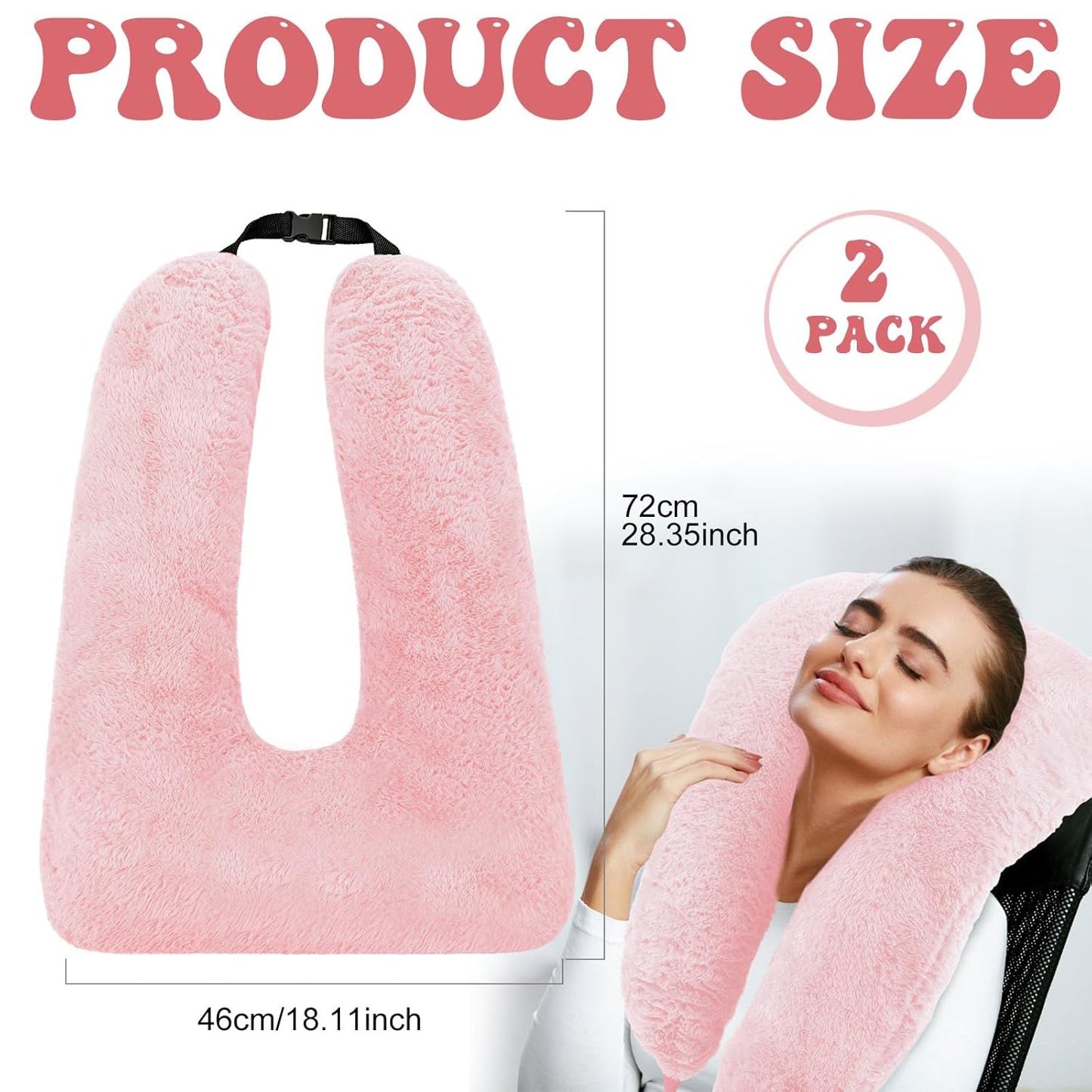 2 Hoteam Pcs Travel Pillow Car Sleeping Kid Neck U Shaped for The Back Seat Adults Children Head and Body Support Long