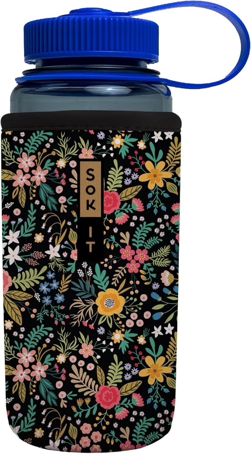16oz CamelBak Sok It BotlSok Water Bottle Sleeve Insulated Neoprene Cover (English Garden Picnic, Fits or Nalgene)