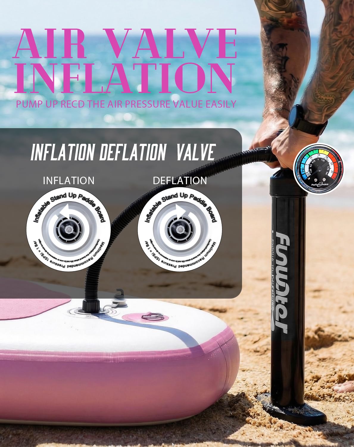 FunWater SUP Inflatable Stand Up Paddle Board 10'6×33"×6" Ultra-Light Inflatable Paddleboard with ISUP Accessories,Fins,Adjustable Paddle, Pump,Backpack