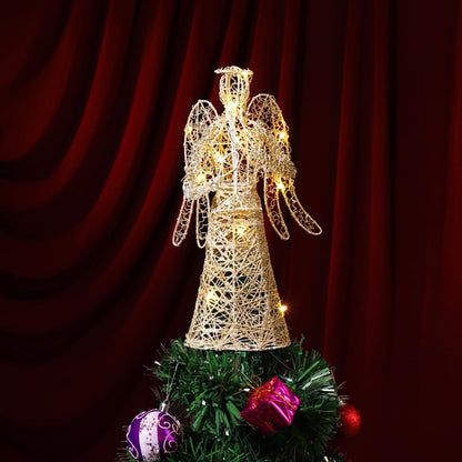 PRETYZOOM Exquisite Glitter Angel Christmas Tree Topper Figure Treetop Ornament for Festival Home Decor