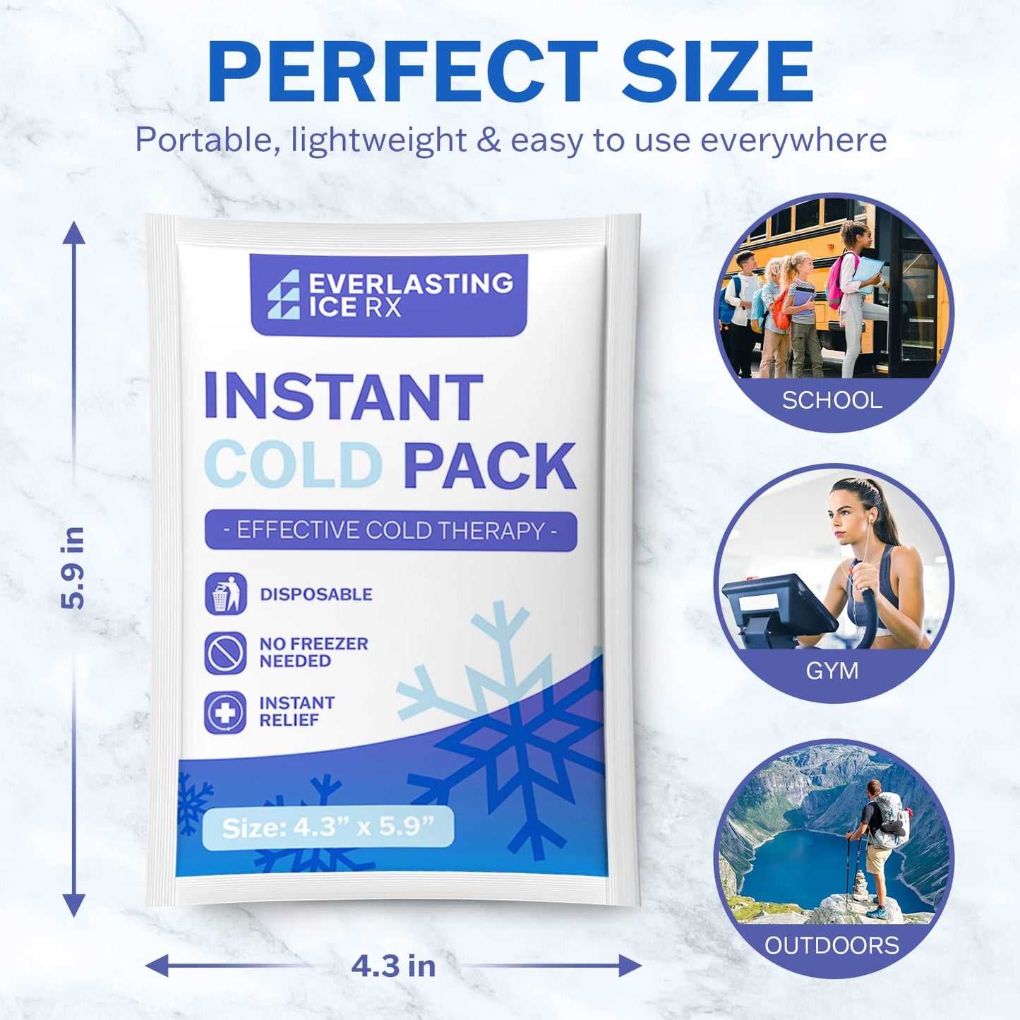 100 Pack - Instant Cold Packs - Instant Ice Packs for Injuries | Disposable Cold Compress Ice Pack for Pain Relief, Swelling, Inflammation, Sprains, Toothache - Cold Pack for Athletes