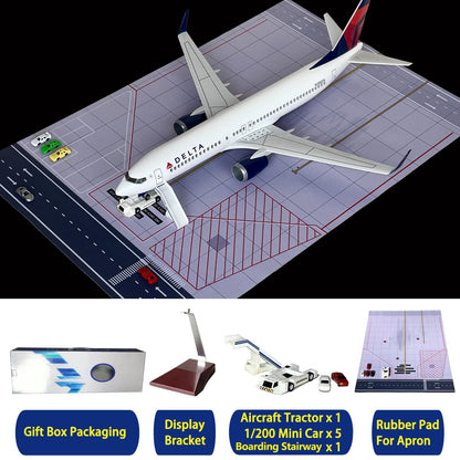 B737 Model Airplane 18.5 Inches Long 1/150 Scale 737 Aircraft with LED Lights and Airport Scene Accessories Ideal Display and Gift