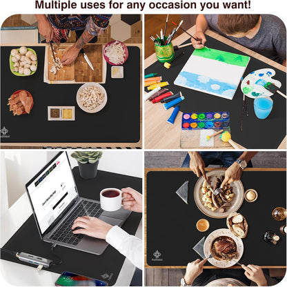 35.5" x 23.6" Extra Large Silicone Mat, Silicone Craft Mat for Placemat Baking Painting Clay Art and More (Black)