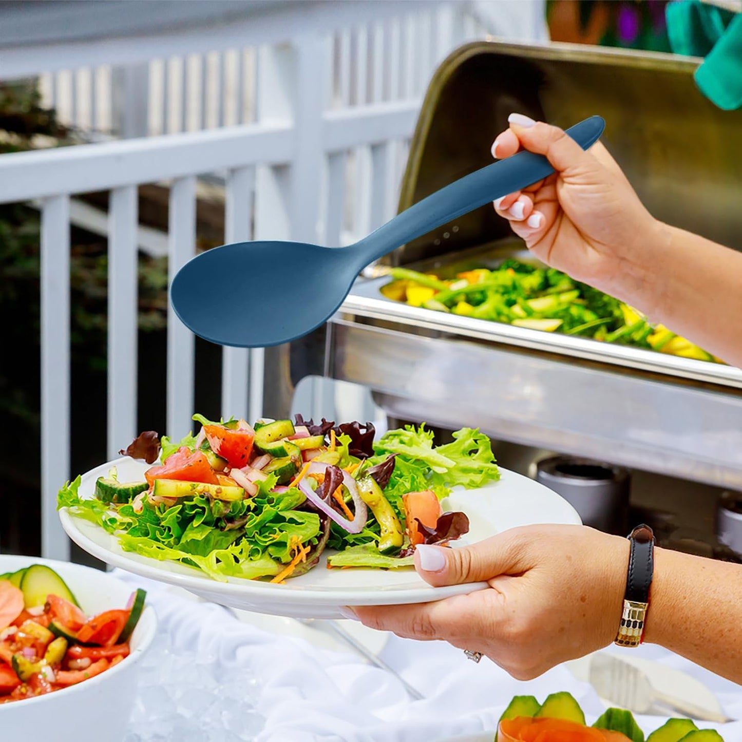 Reusable Plastic Serving Utensils Set of 24, Wheat Straw Large Serving Set for Party Catering